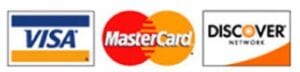 Credit card logos: visa mastercard and Discovery