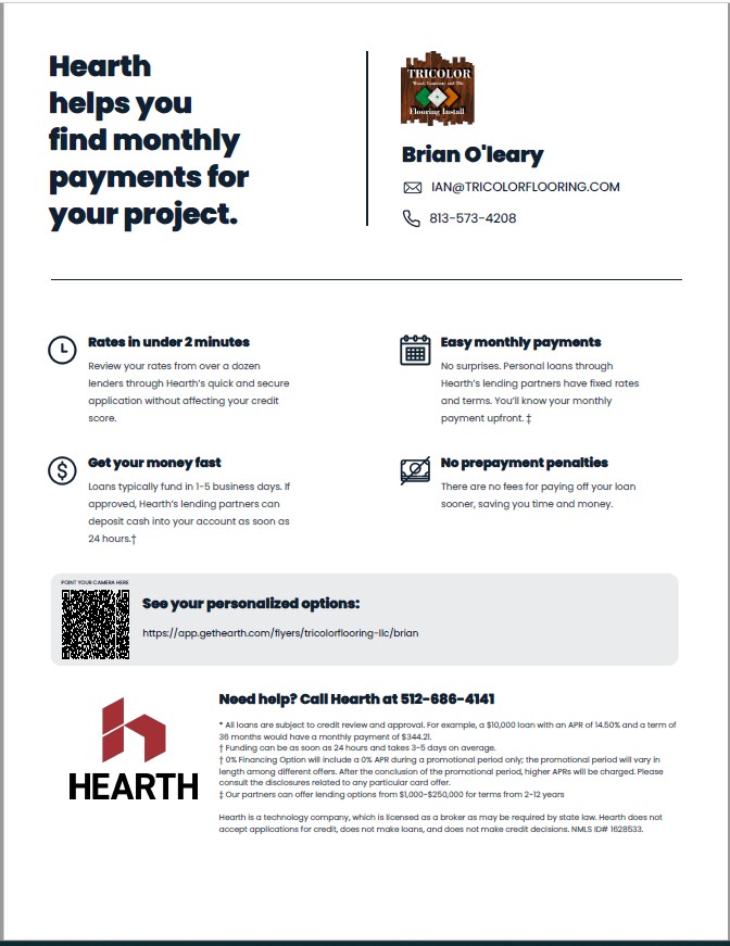 hearth brian oleary financing flyer